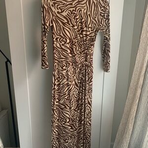 Stradivarius Zebra Print Long Sleeve Dress